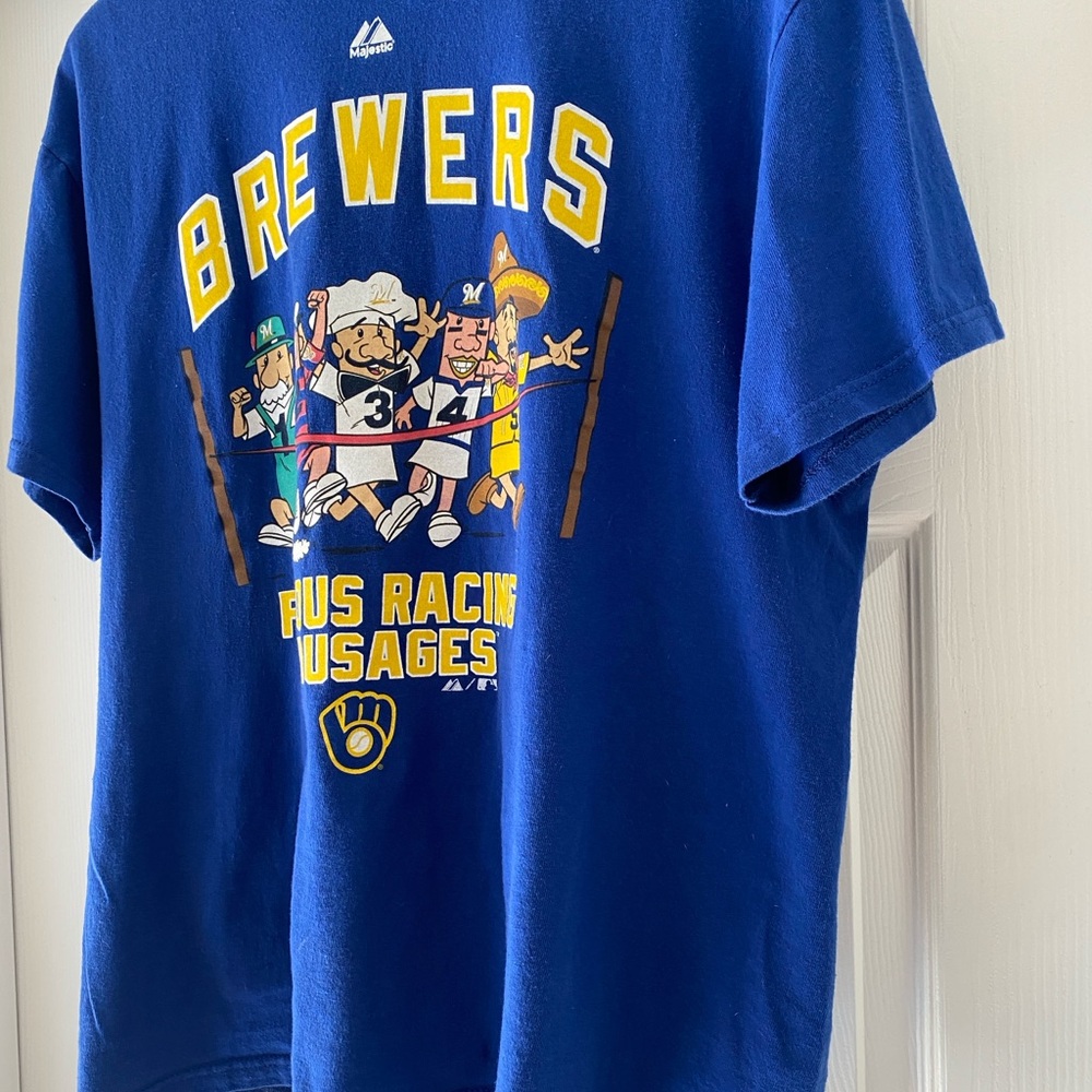Vintage Unisex Milwaukee Brewers Sausage Race Blue L